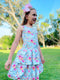 Girls Pink Castle Tank Dress with Matching Bow - Bowtism